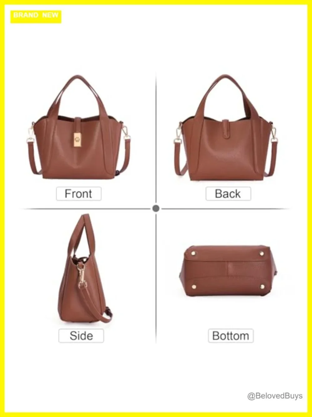 Faux Leather Satchel Crossbody Bag with Detachable Strap